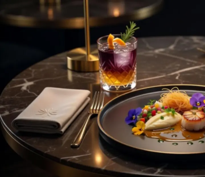 Artystycznie podane danie gourmet w restauracji Nocastrella