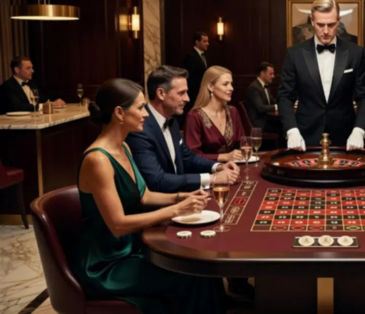 Luksusowy wieczór przy ruletce w eleganckim wnętrzu restauracji